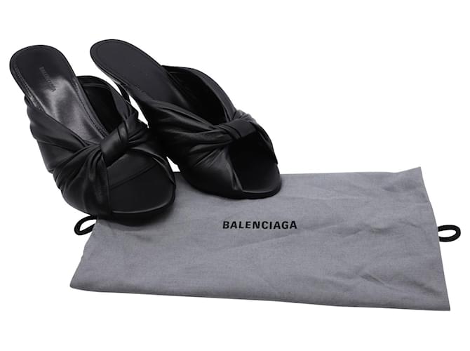 balenciaga drapy padded leather flat mules