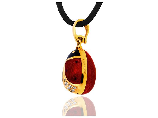 Faberge Egg Gold Charm Pendant - view 2
