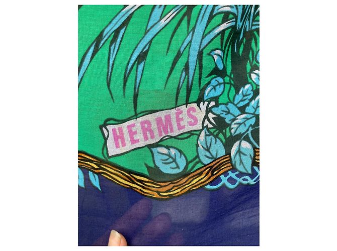 Suntuoso pareo Hermès Panthère enamorado Turquesa - vista 5