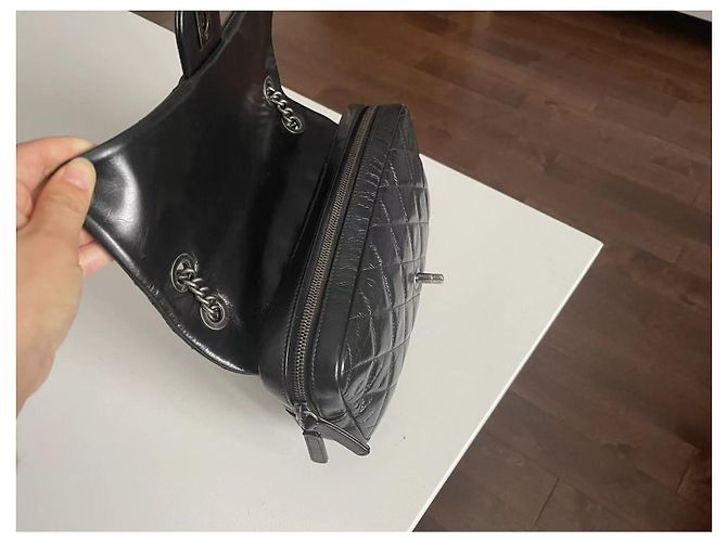 Timeless Chanel mittelgroße flache Tasche, saisonal Schwarz - Ansicht 6