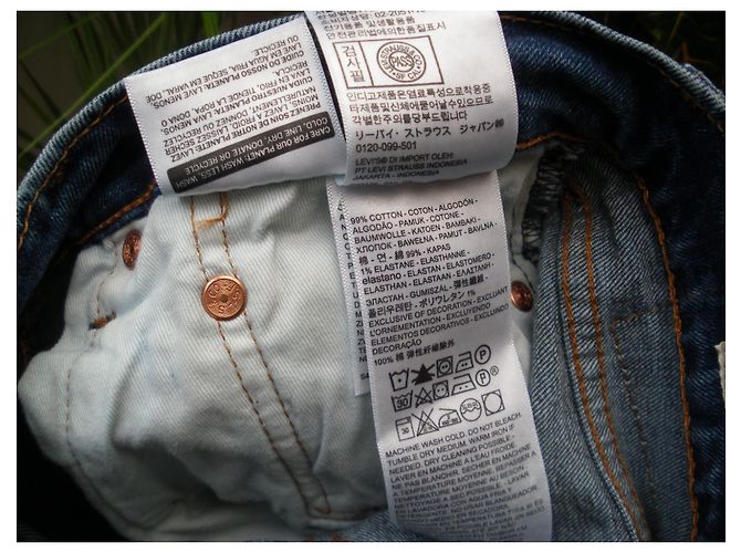 Levi's 514 Jeans in denim blu cotone Taglia 29 - vista 6
