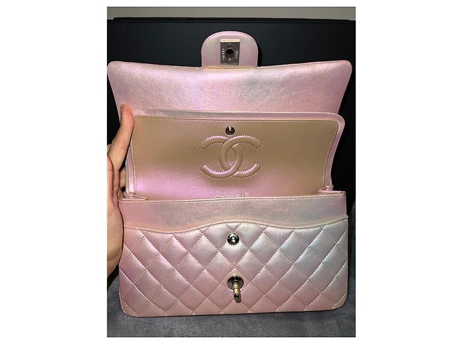 2.55 Sac Chanel Piel de ternera irisada y metal plateado Rosa - vista 8