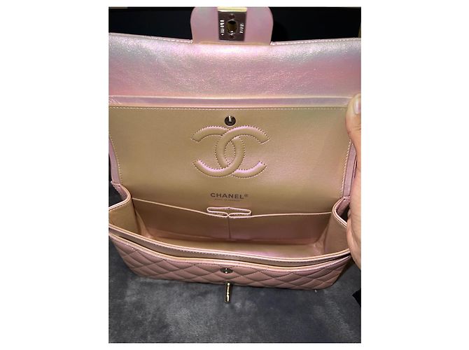 2.55 Sac Chanel Piel de ternera irisada y metal plateado Rosa - vista 9