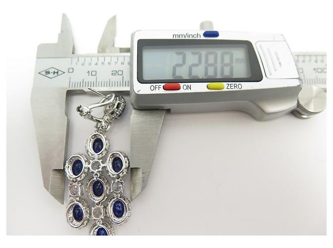 ORECCHINI CON CIONDOLO IN ARGENTO STERLING E ZAFFIRO NEW BURMA ORECCHINI NUOVI - vista 10