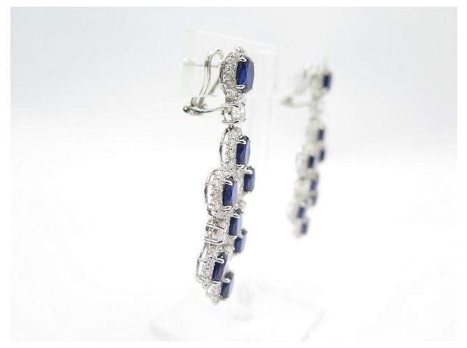 ORECCHINI CON CIONDOLO IN ARGENTO STERLING E ZAFFIRO NEW BURMA ORECCHINI NUOVI - vista 2