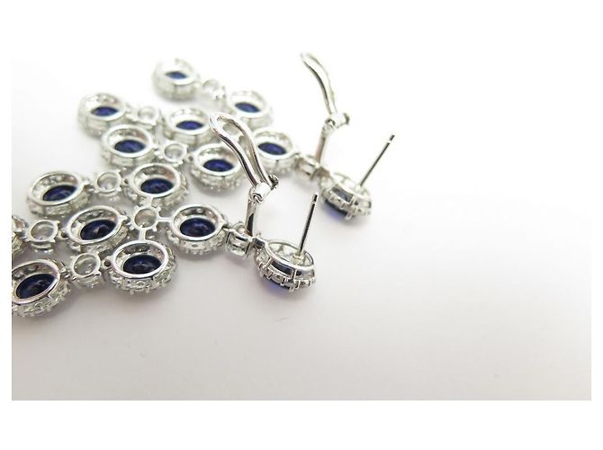 ORECCHINI CON CIONDOLO IN ARGENTO STERLING E ZAFFIRO NEW BURMA ORECCHINI NUOVI - vista 3