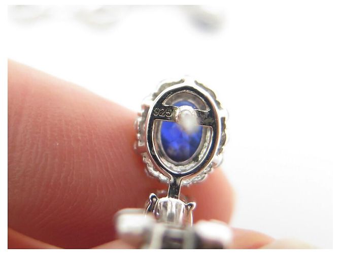 ORECCHINI CON CIONDOLO IN ARGENTO STERLING E ZAFFIRO NEW BURMA ORECCHINI NUOVI - vista 4