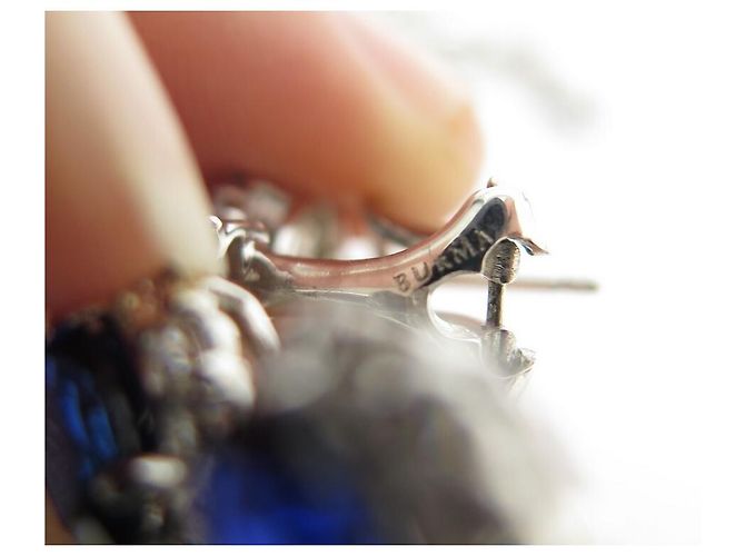 ORECCHINI CON CIONDOLO IN ARGENTO STERLING E ZAFFIRO NEW BURMA ORECCHINI NUOVI - vista 5