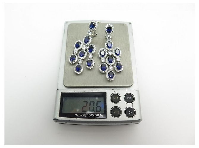 ORECCHINI CON CIONDOLO IN ARGENTO STERLING E ZAFFIRO NEW BURMA ORECCHINI NUOVI - vista 8