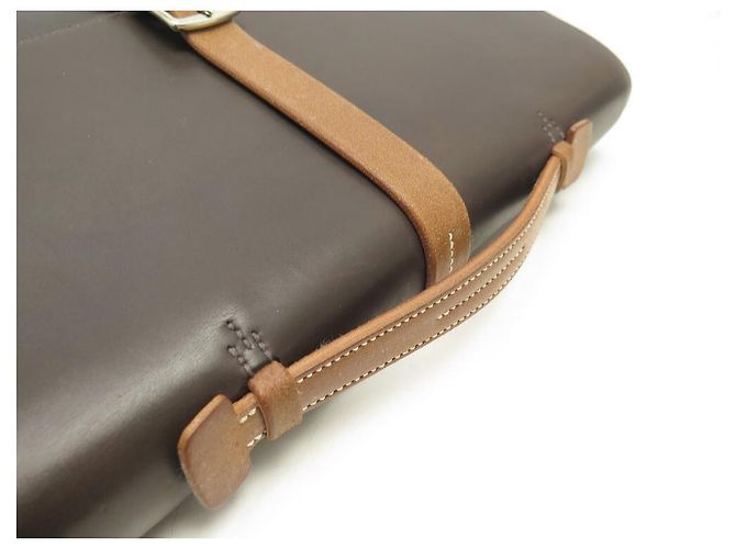 Hermès BORSA PORTA DOCUMENTI HERMES ETRIVIERE II 38 CM IN PELLE SOMBRERO E HUNTER Marrone - vista 4