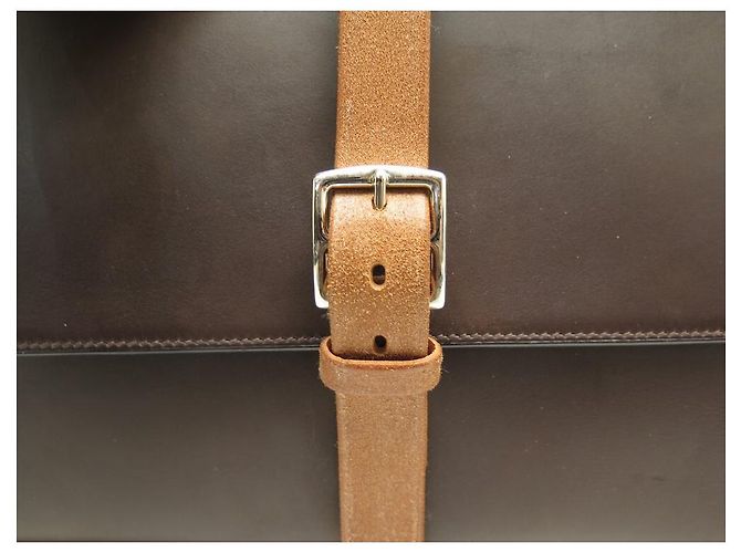 Hermès BORSA PORTA DOCUMENTI HERMES ETRIVIERE II 38 CM IN PELLE SOMBRERO E HUNTER Marrone - vista 5