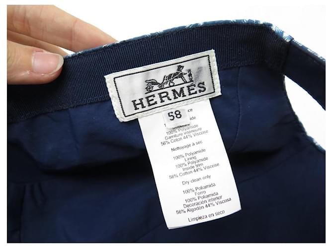 Hermès NUEVA GORRA HERMES MONOGRAMA TALLA H 58 GORRA AZUL AZUL POLIESTER - vista 5