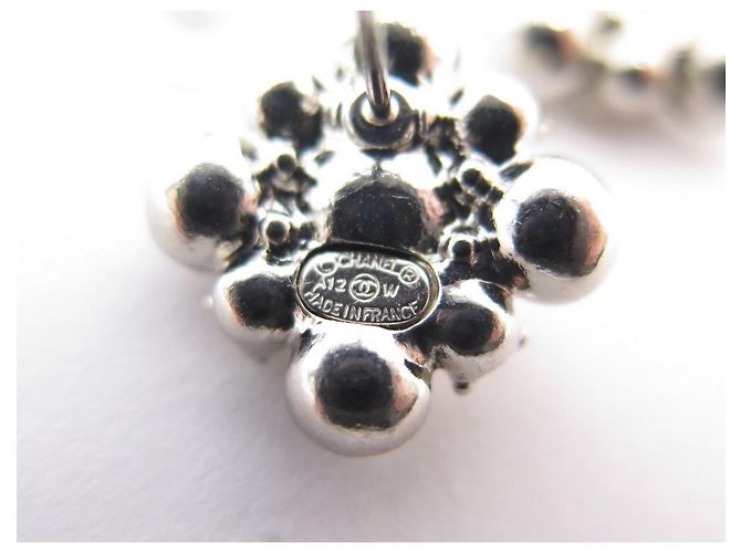 ORECCHINI CHANEL LOSANGE ORECCHINI LOGO CC E STRASS D'ARGENTO - vista 3