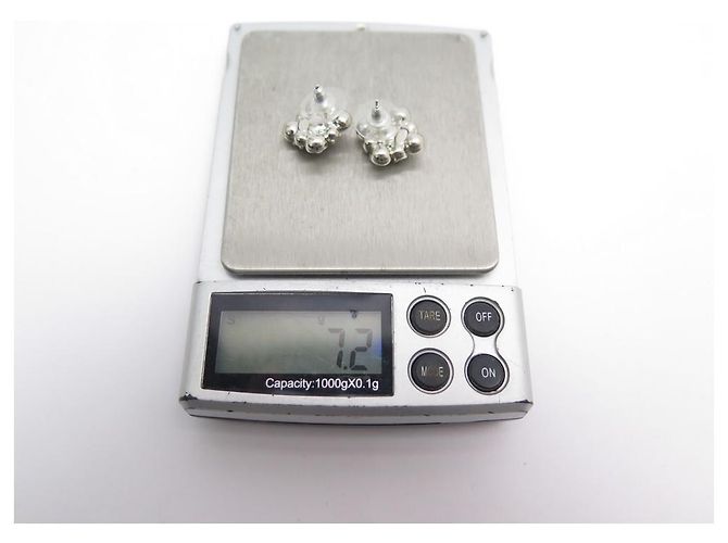 ORECCHINI CHANEL LOSANGE ORECCHINI LOGO CC E STRASS D'ARGENTO - vista 4