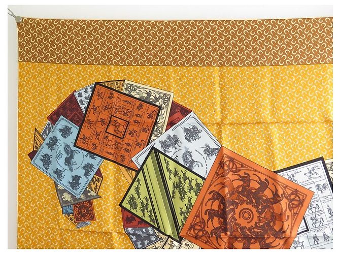 Hermès NUOVA SCIARPA CHEVAL HERMES SU MON CARRE 90 SILK BAR BOX SCIARPA IN SETA NOVITÀ Giallo - vista 2
