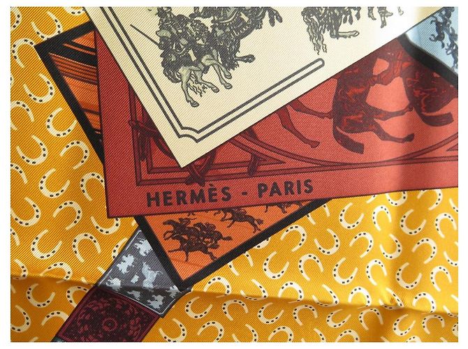 Hermès NUOVA SCIARPA CHEVAL HERMES SU MON CARRE 90 SILK BAR BOX SCIARPA IN SETA NOVITÀ Giallo - vista 4