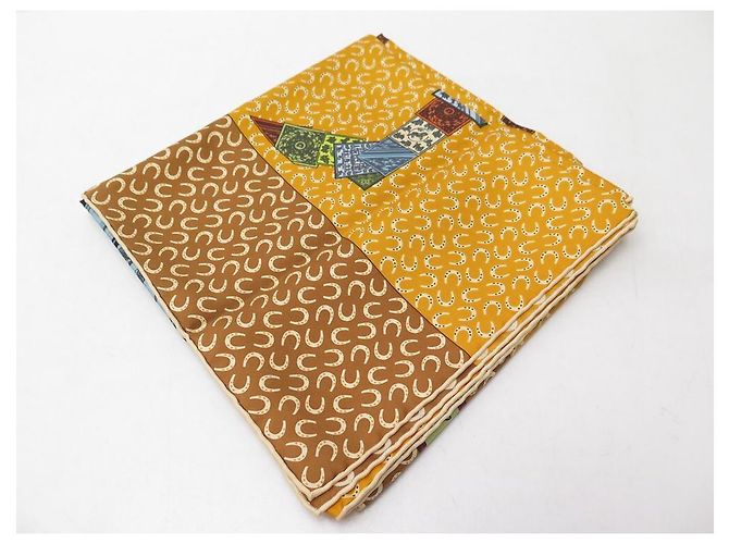 Hermès NUOVA SCIARPA CHEVAL HERMES SU MON CARRE 90 SILK BAR BOX SCIARPA IN SETA NOVITÀ Giallo - vista 6