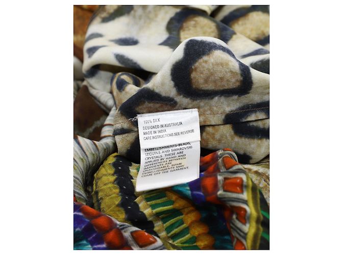 Maxi caftano Camilla con stampa leopardata e aquila in seta multicolore - vista 6