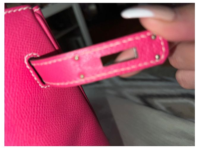 Borsa a mano Hermès Birkin 35 in pelle rosa - vista 3