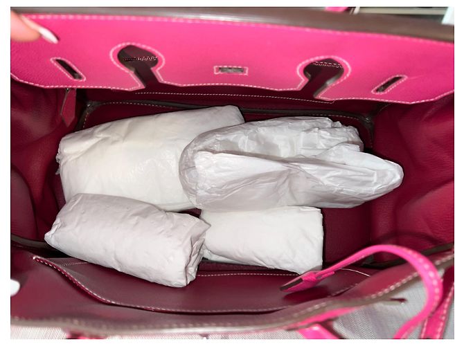 Borsa a mano Hermès Birkin 35 in pelle rosa - vista 6