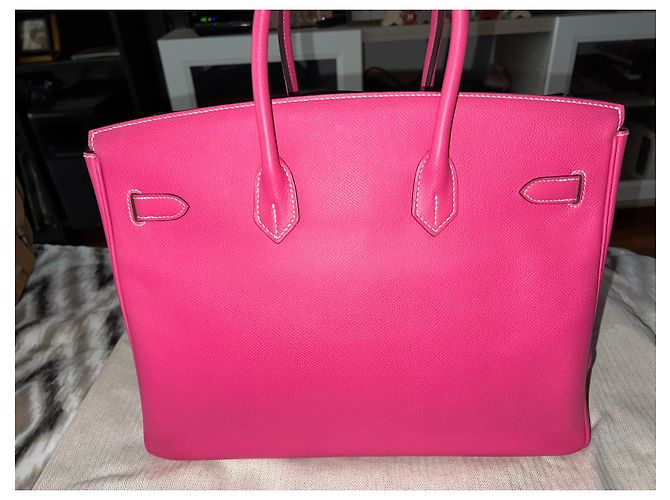 Borsa a mano Hermès Birkin 35 in pelle rosa - vista 7