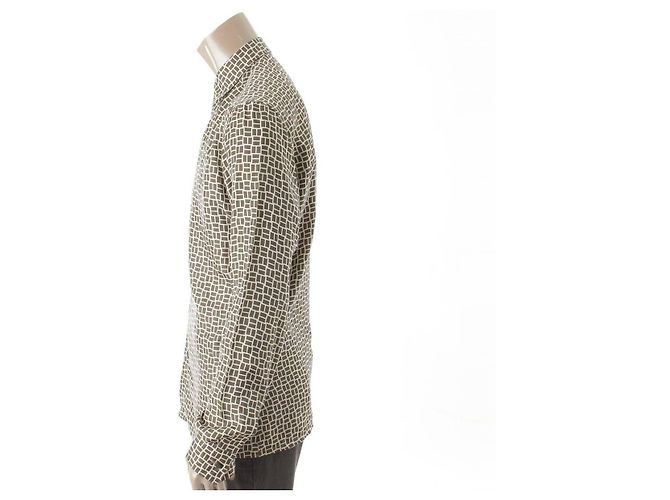 Hermès [Gebraucht] Hermes Herren Serie Button H Logo Muster Hemdbluse Khaki 14 1/2 37 - Ansicht 3