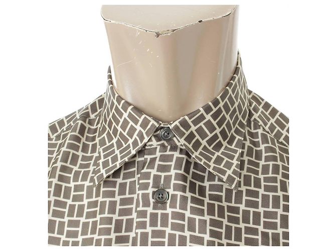 Hermès [Gebraucht] Hermes Herren Serie Button H Logo Muster Hemdbluse Khaki 14 1/2 37 - Ansicht 5