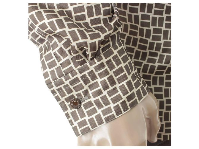 Hermès [Gebraucht] Hermes Herren Serie Button H Logo Muster Hemdbluse Khaki 14 1/2 37 - Ansicht 6