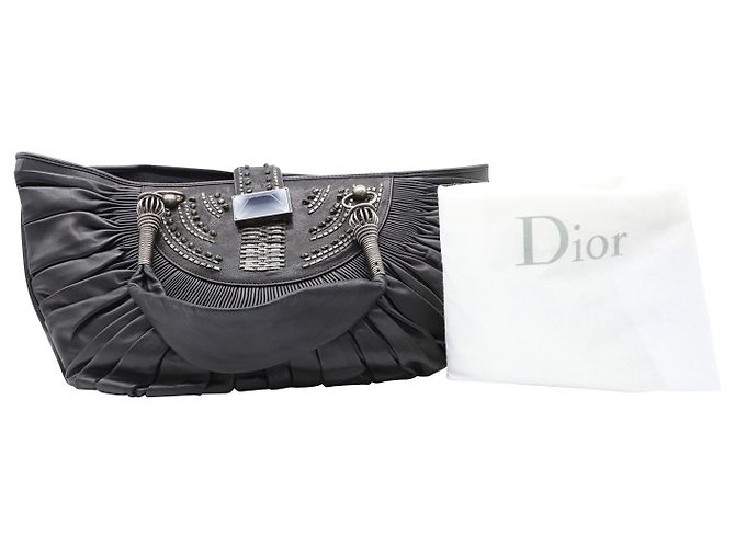 Plissé Tote plissettata Dior in pelle nera Nero - vista 9