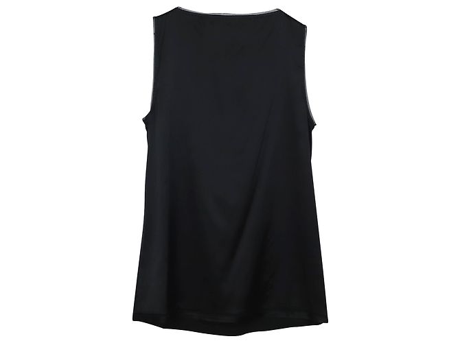 Diane Von Furstenberg Ärmellose Bluse mit Rüschen in Schwarzer Seide - Ansicht 3