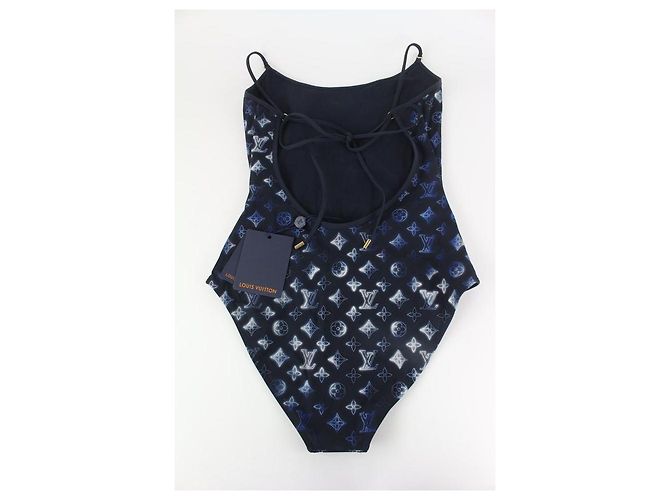 Louis Vuitton Size 36 Einteiliger Badeanzug mit Mahina-Monogramm in Marineblau - Ansicht 7
