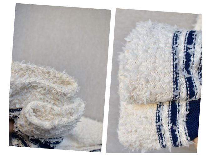 Chanel ikonisch 2019 Runway Boucle Varsity Cardigan Blau Beige Roh Marineblau - Ansicht 14