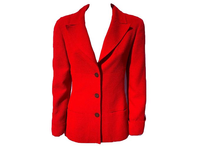 Blazer Chanel in tweed rosso - vista 2