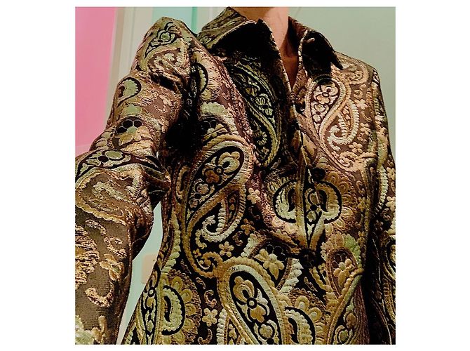 Giacca corta in broccato Céline marrone - vista 7