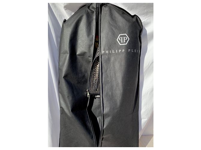 Philipp Plein Biker Jacke Schwarz Leder - Ansicht 10