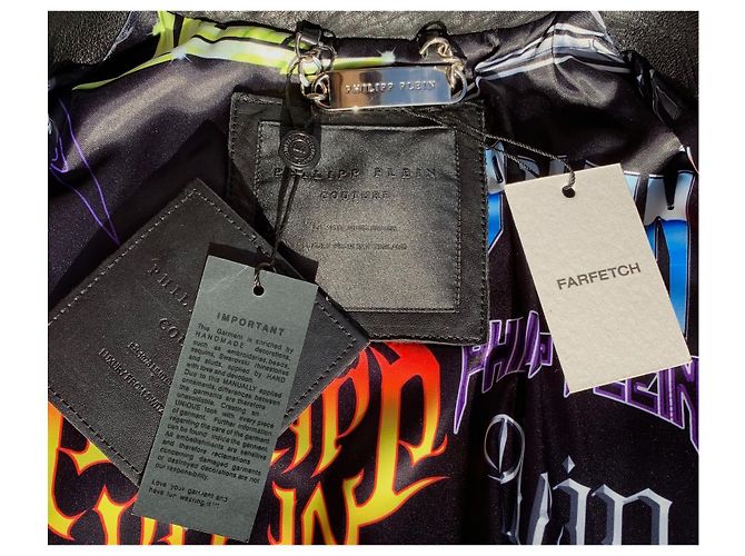 Philipp Plein Biker Jacke Schwarz Leder - Ansicht 4