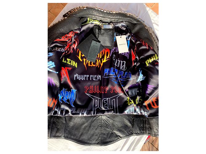 Philipp Plein Biker Jacke Schwarz Leder - Ansicht 7