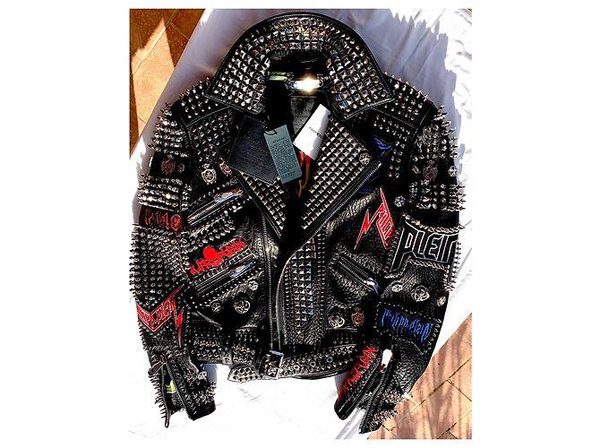 Philipp Plein Biker Jacke Schwarz Leder - Ansicht 8