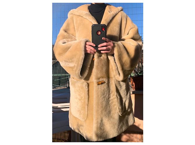 Abrigo duffle de piel de cordero beige Gucci - vista 9