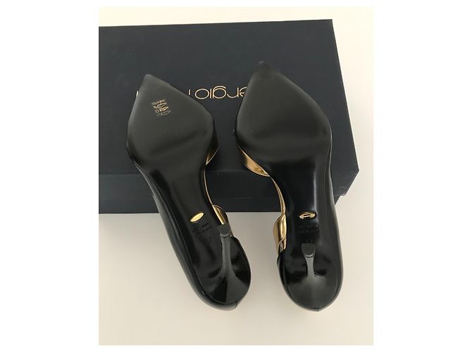 Décolleté Sergio Rossi Still Nere Verniciate Oro Nero Gold hardware - vista 4