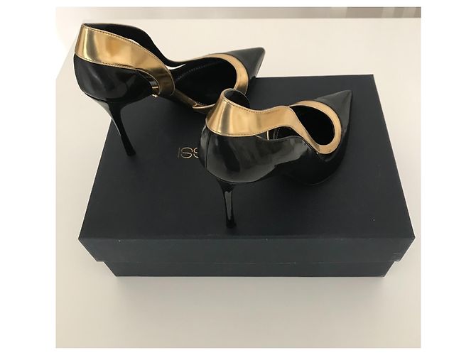 Décolleté Sergio Rossi Still Nere Verniciate Oro Nero Gold hardware - vista 8
