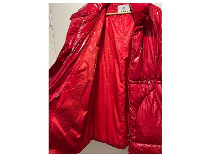 Autre Marque Rote Oversized Pufferjacke aus Vinyl - Ansicht 13