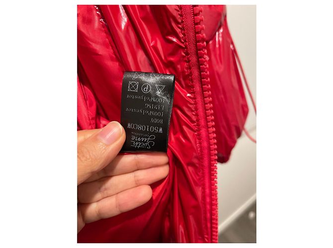 Autre Marque Rote Oversized Pufferjacke aus Vinyl - Ansicht 17