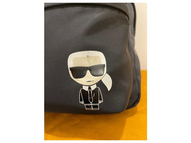 Zaino Karl Lagerfeld nero in pelle e nylon - vista 19