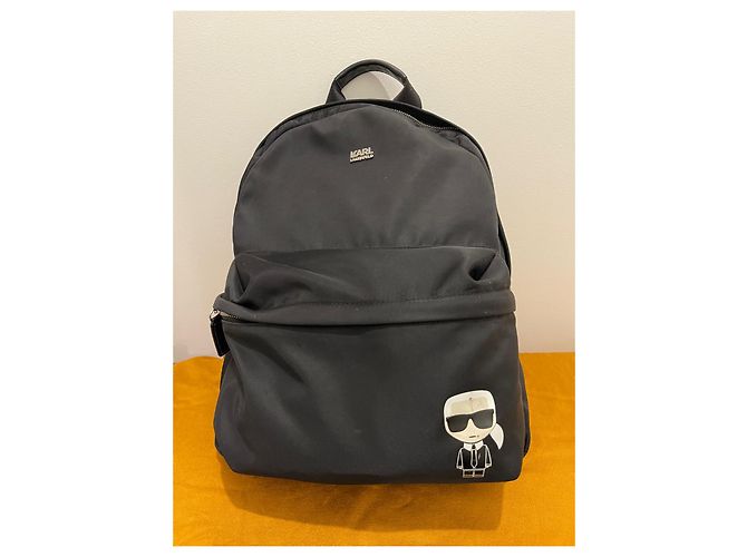 Zaino Karl Lagerfeld nero in pelle e nylon - vista 20