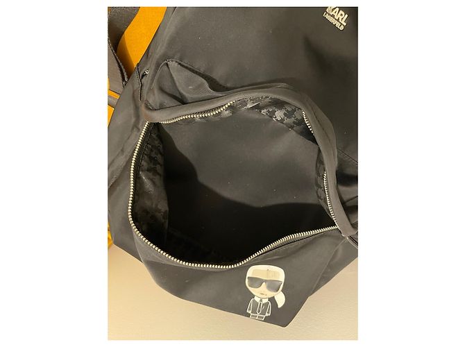 Zaino Karl Lagerfeld nero in pelle e nylon - vista 4