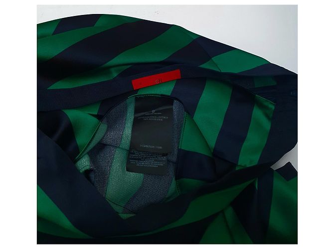 Maxi gonna Carolina Herrera in seta a righe verde e nera Nero - vista 6