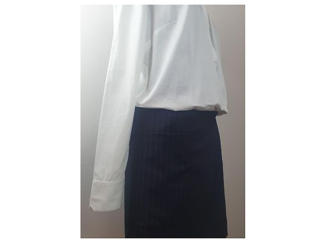 Autre Marque Christian Pellizzari Hemdblusenkleid Weiß Blau - Ansicht 4