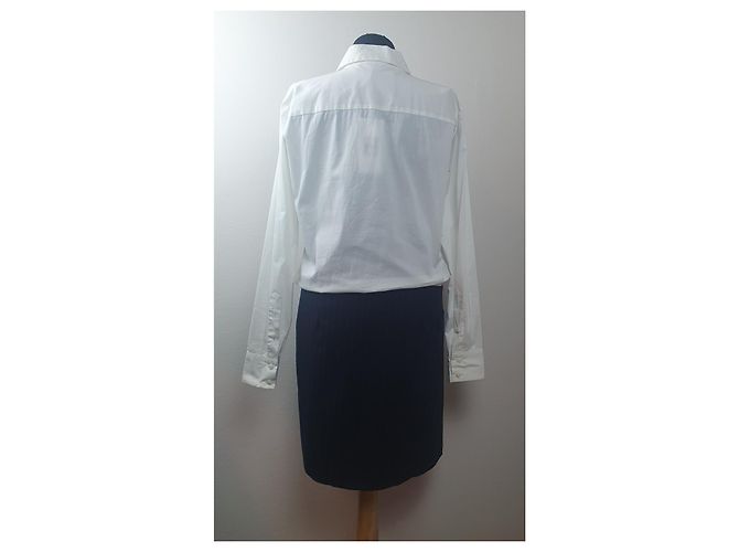 Autre Marque Christian Pellizzari Hemdblusenkleid Weiß Blau - Ansicht 5
