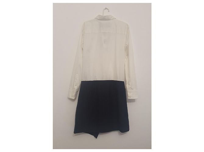 Autre Marque Christian Pellizzari Hemdblusenkleid Weiß Blau - Ansicht 6
